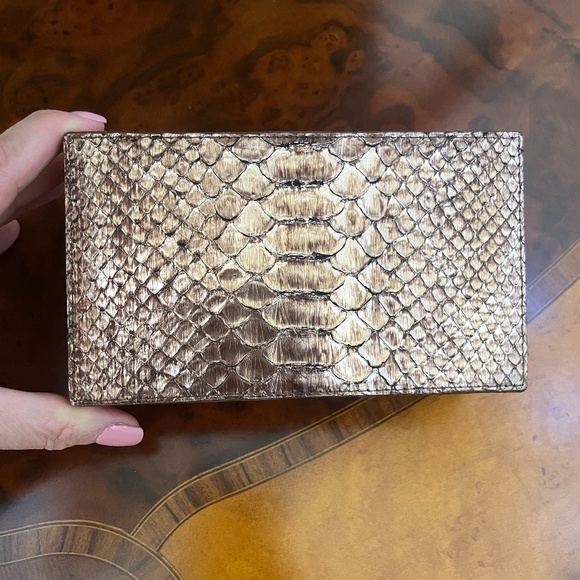 Nancy Gonzalez Genuine Python Metallic Bronze Clutch Bag - Picture 1 of 7